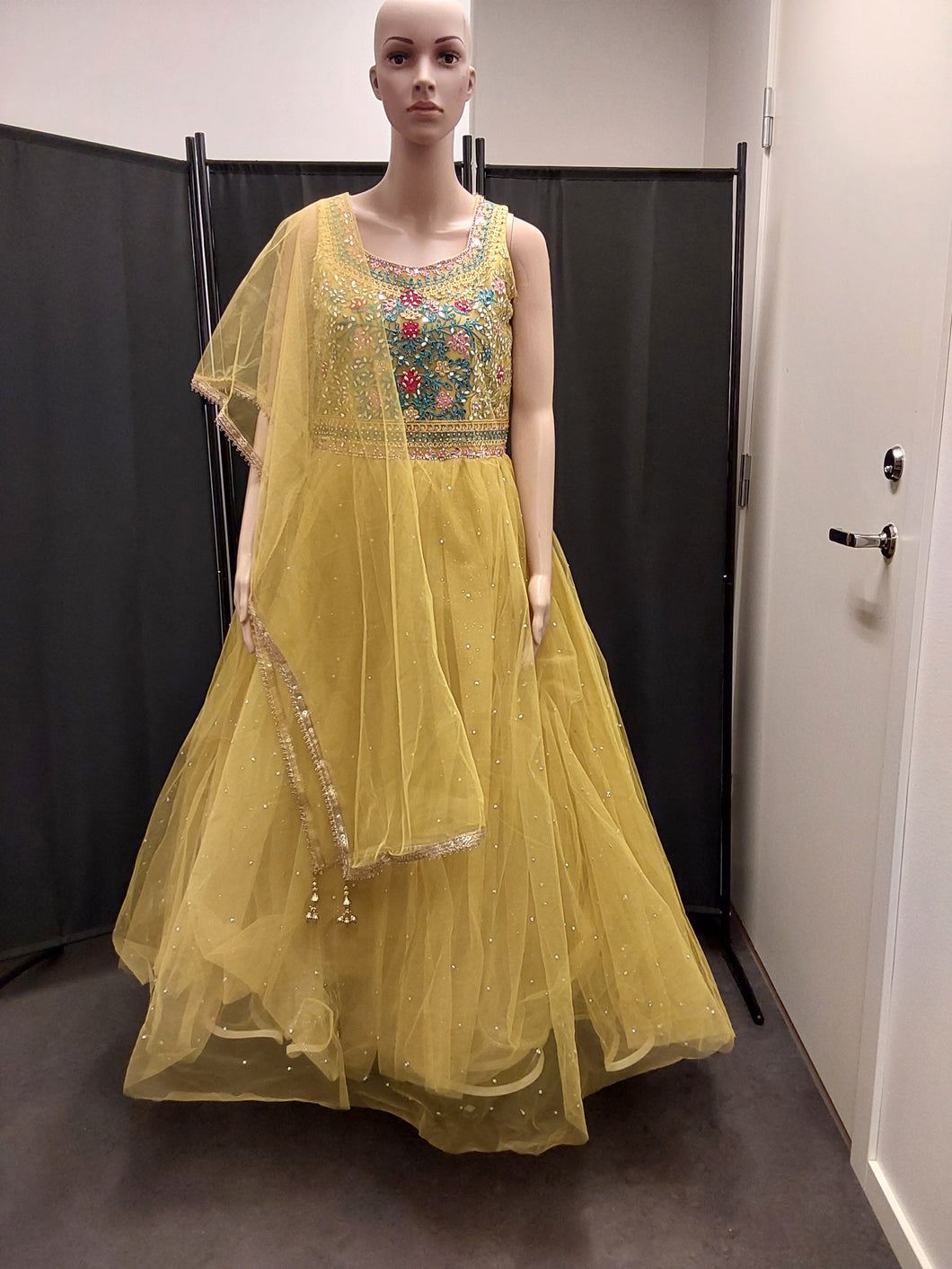 Yellow colour long party wear kurta