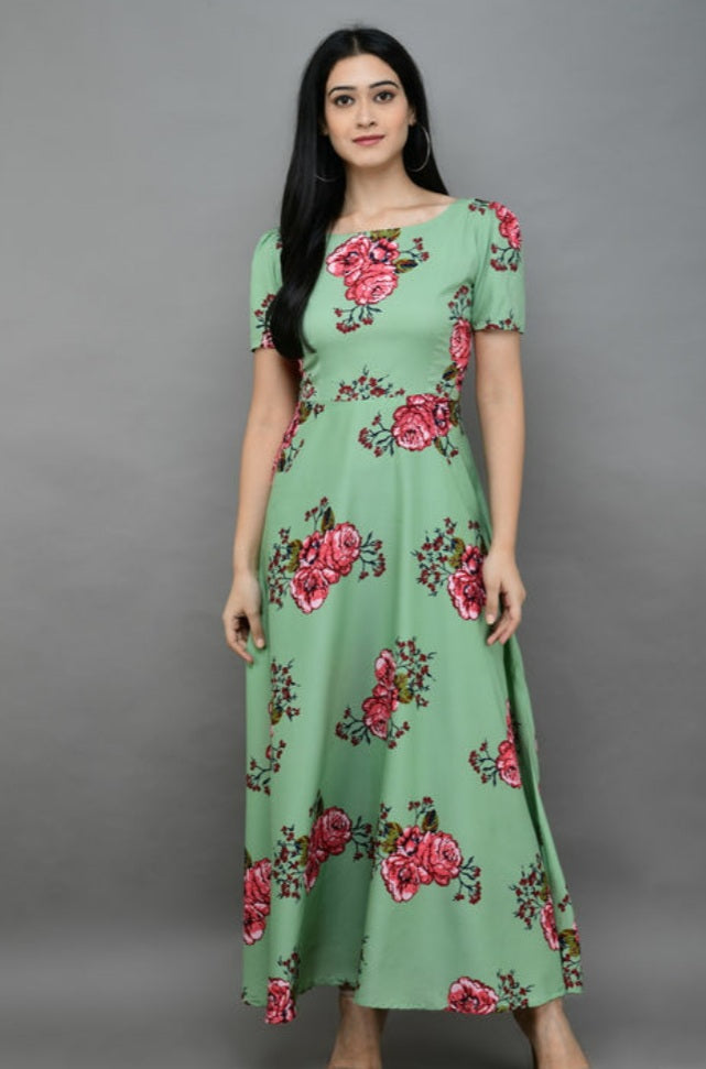 Womens Casual Printed Long Dress